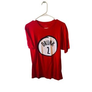 Drunk 1 or Drunk 2 Shirt Costume Tee T Shirt Novelty Party Graphic Red‎